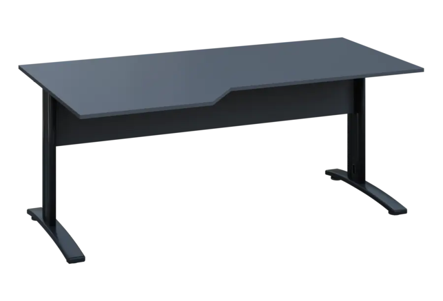 EZK 18 - 186 stůl kancelářský, rohový, levý, kovová podnož černá, deska 18 mm, široký 1800 mm, antracit